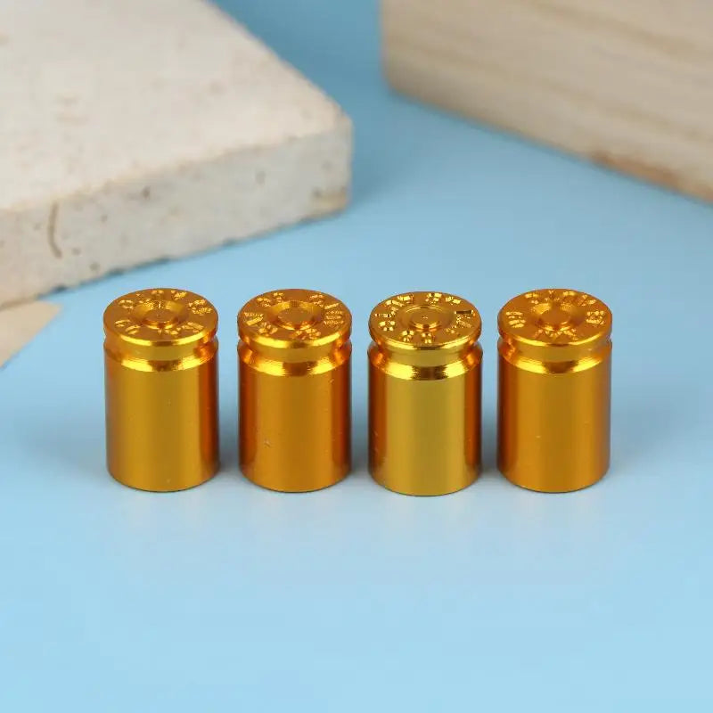{Summer2} 4Pcs Bullet Shell Tire Valve Stem Caps Aluminum Alloy Car Air Stem Cap For Cars SUV Trucks Bikes Motorcycles Bicycles