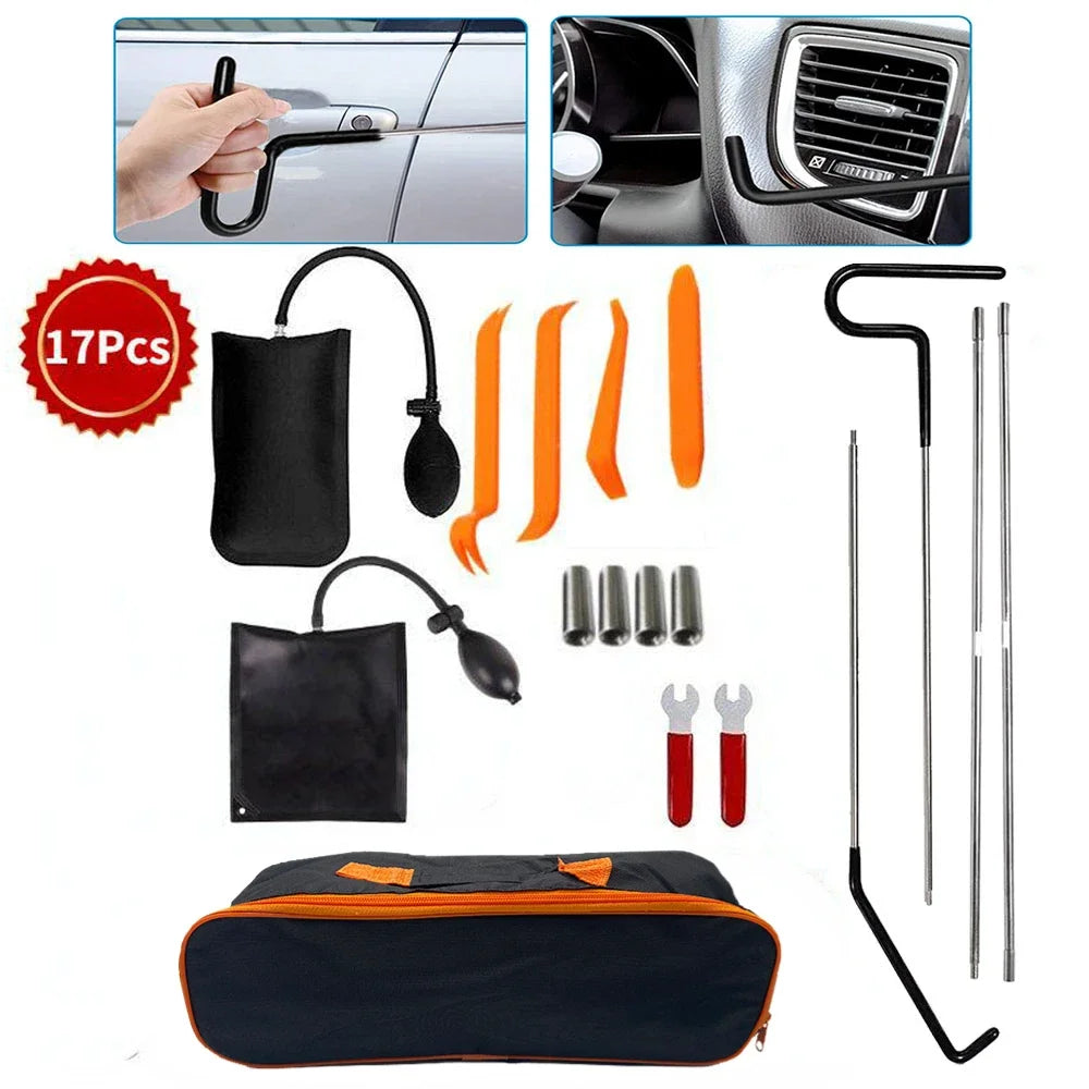 PWS Auto Tool Kit Door Open Grabber Lockout Lock Pick Set Long Range Reach Hooking Key Lost In Truck Air Wedge Bag Pump Car Tool