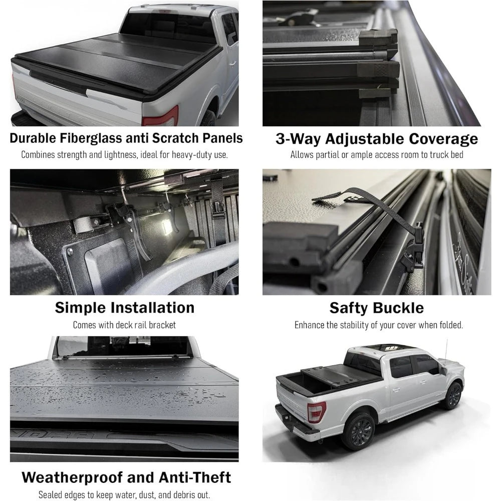 US Shipped  Folding Hard Truck Bed Tonneau Cover for 2022-2026 Tundra 5.6ft Bed with Rail System