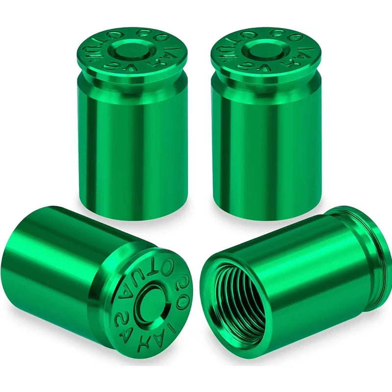 4PCS Bullet Shell Tire Valve Stem Caps, Aluminum Alloy Car Air Stem Cap for Cars, SUV, Trucks, Bikes, Motorcycles, Bicycles