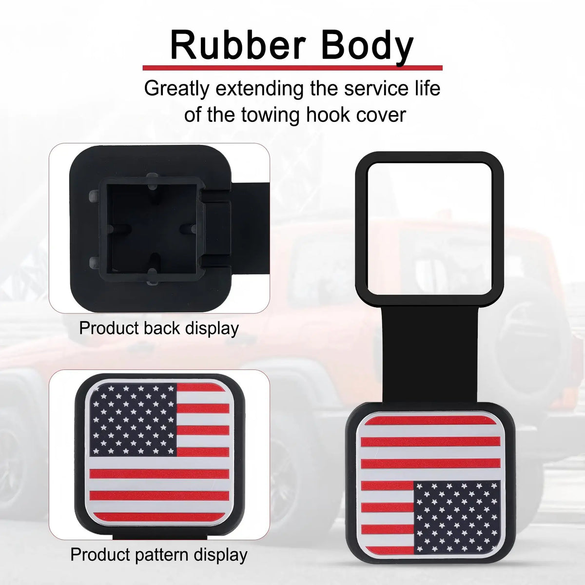 Trailer Hitch Receiver Cover Plug Waterproof Tube Cap Protector Dustproof 2 Inch Receiver Rubber Auto Square Plug Tow Hook Cover