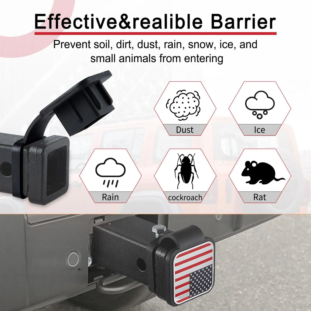Trailer Hitch Receiver Cover Plug Waterproof Tube Cap Protector Dustproof 2 Inch Receiver Rubber Auto Square Plug Tow Hook Cover