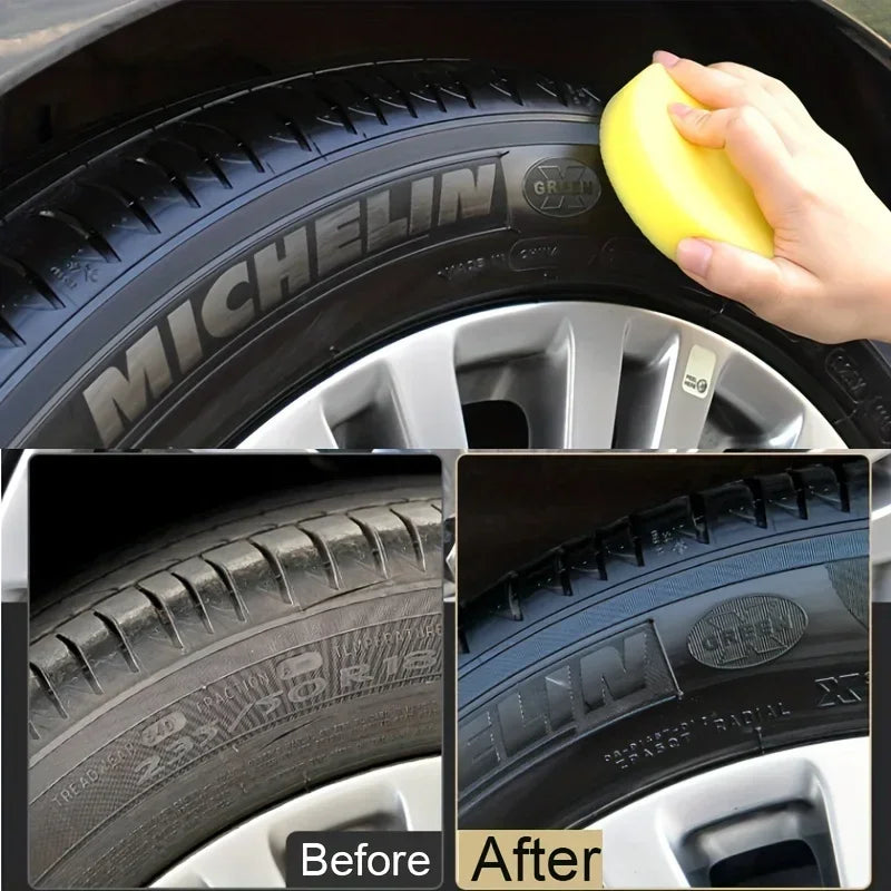 KJM Black Shiny Tire Wax - Durable, Long-Lasting Protection and Repair for All Kinds of Tires - Prevents Cracks and Whitens
