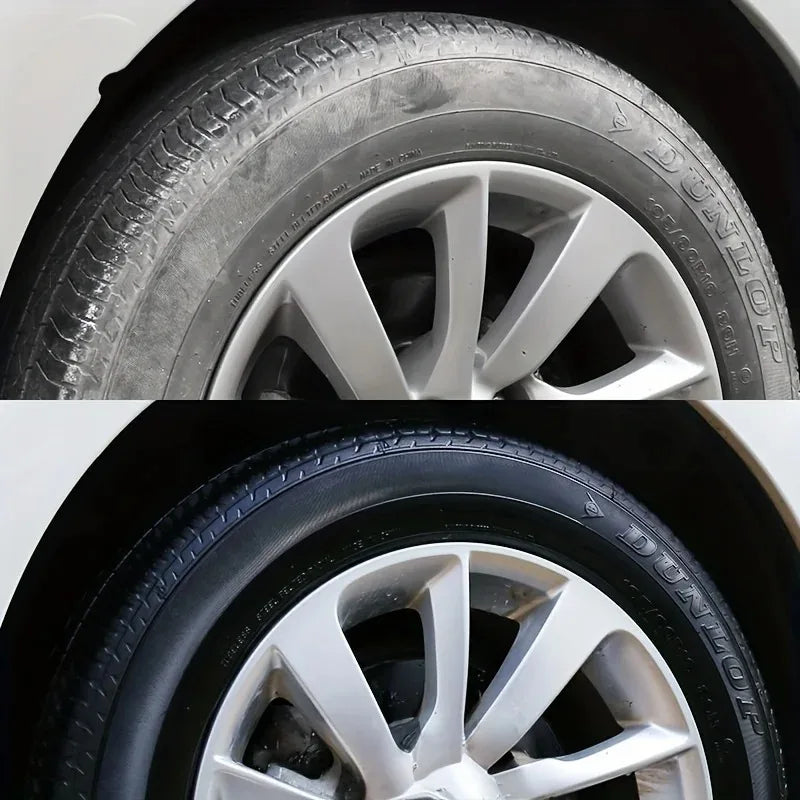 KJM Black Shiny Tire Wax - Durable, Long-Lasting Protection and Repair for All Kinds of Tires - Prevents Cracks and Whitens