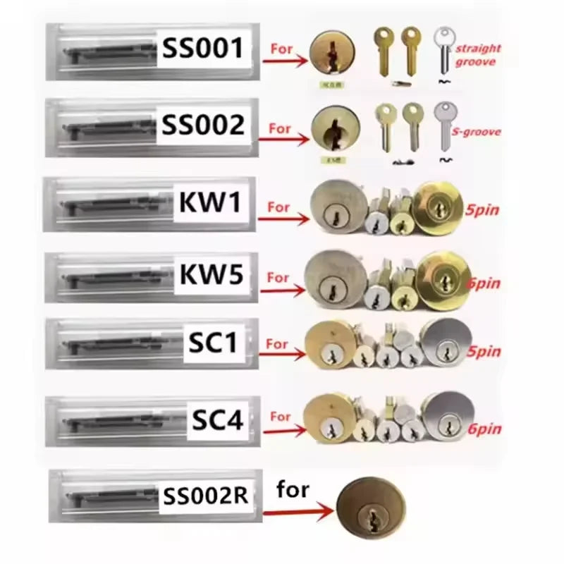 Professional Locksmith Lishi 2 in 1 Tool SC4 SC1 SS001 Pro SS002 Pro SS002R R52 KW1 KW5 Tools for Home Door Civil KEY
