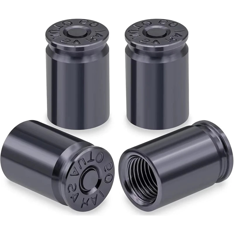 4PCS Bullet Shell Tire Valve Stem Caps, Aluminum Alloy Car Air Stem Cap for Cars, SUV, Trucks, Bikes, Motorcycles, Bicycles