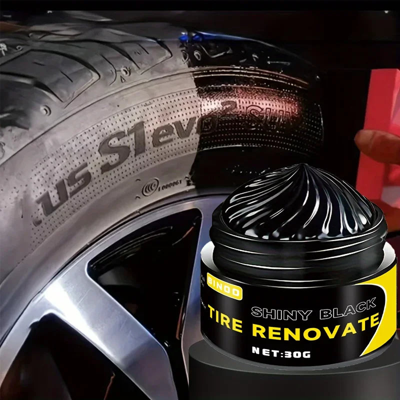 KJM Black Shiny Tire Wax - Durable, Long-Lasting Protection and Repair for All Kinds of Tires - Prevents Cracks and Whitens