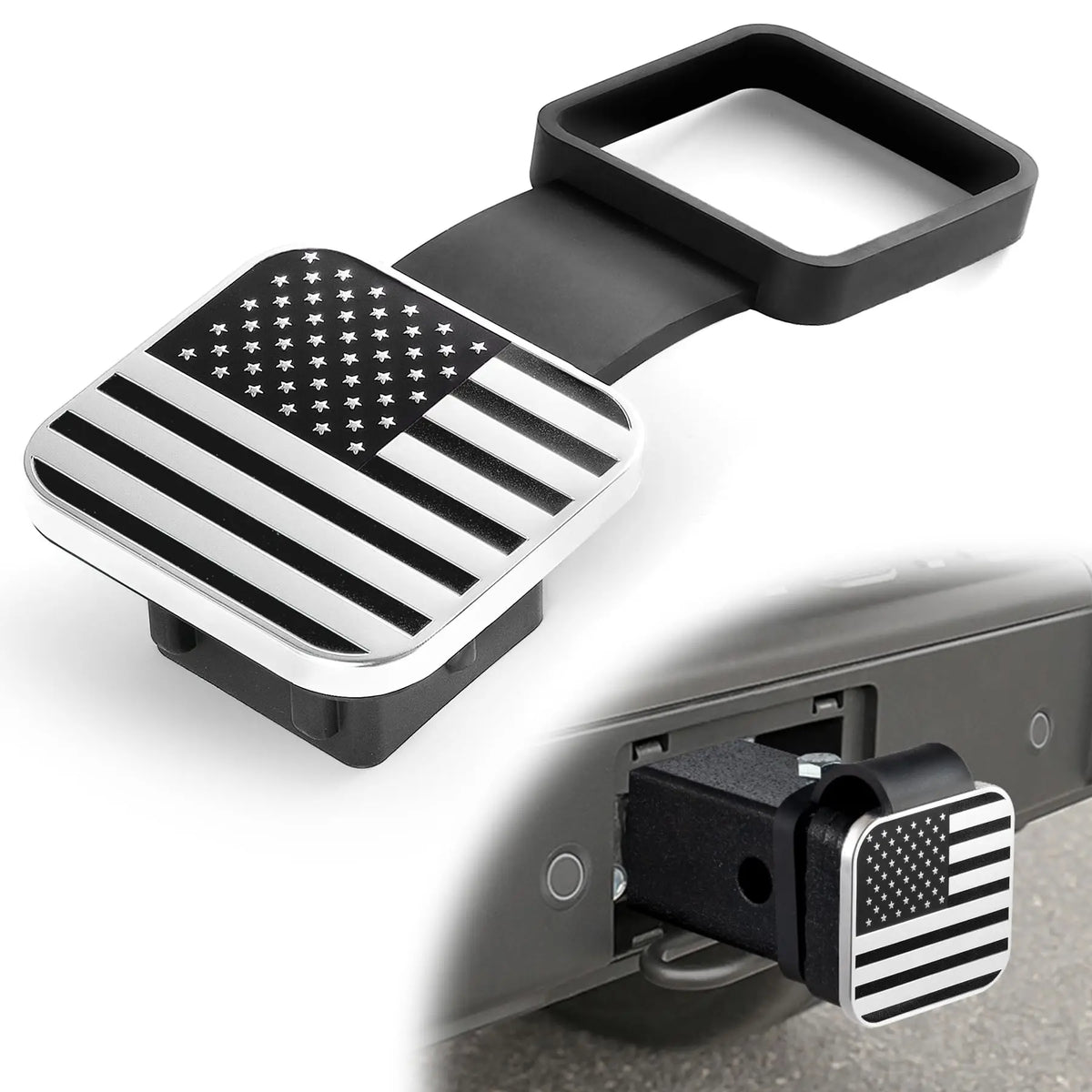 Trailer Hitch Receiver Cover Plug Waterproof Tube Cap Protector Dustproof 2 Inch Receiver Rubber Auto Square Plug Tow Hook Cover