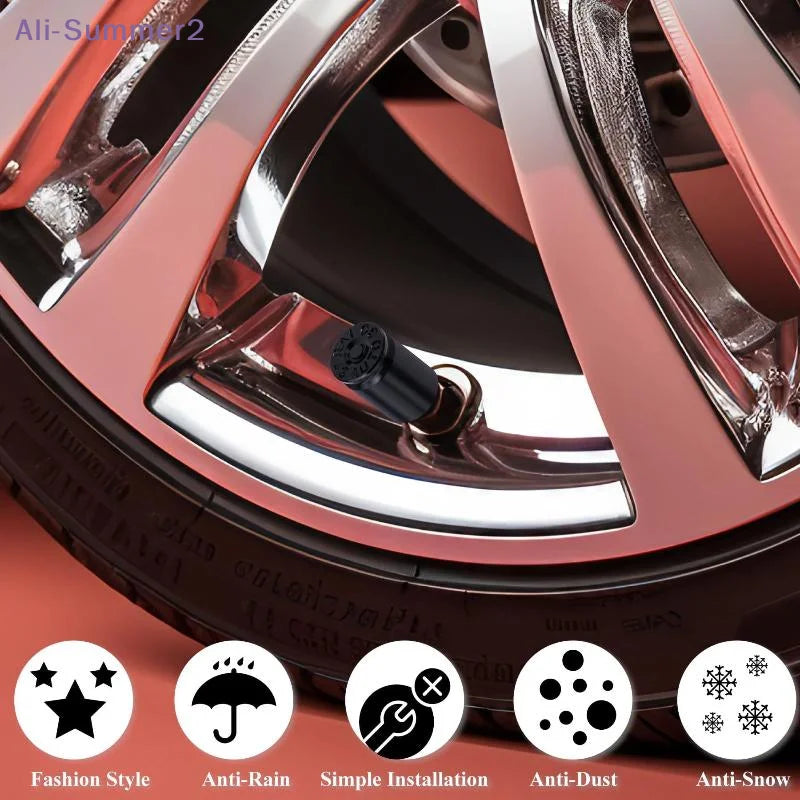 {Summer2} 4Pcs Bullet Shell Tire Valve Stem Caps Aluminum Alloy Car Air Stem Cap For Cars SUV Trucks Bikes Motorcycles Bicycles